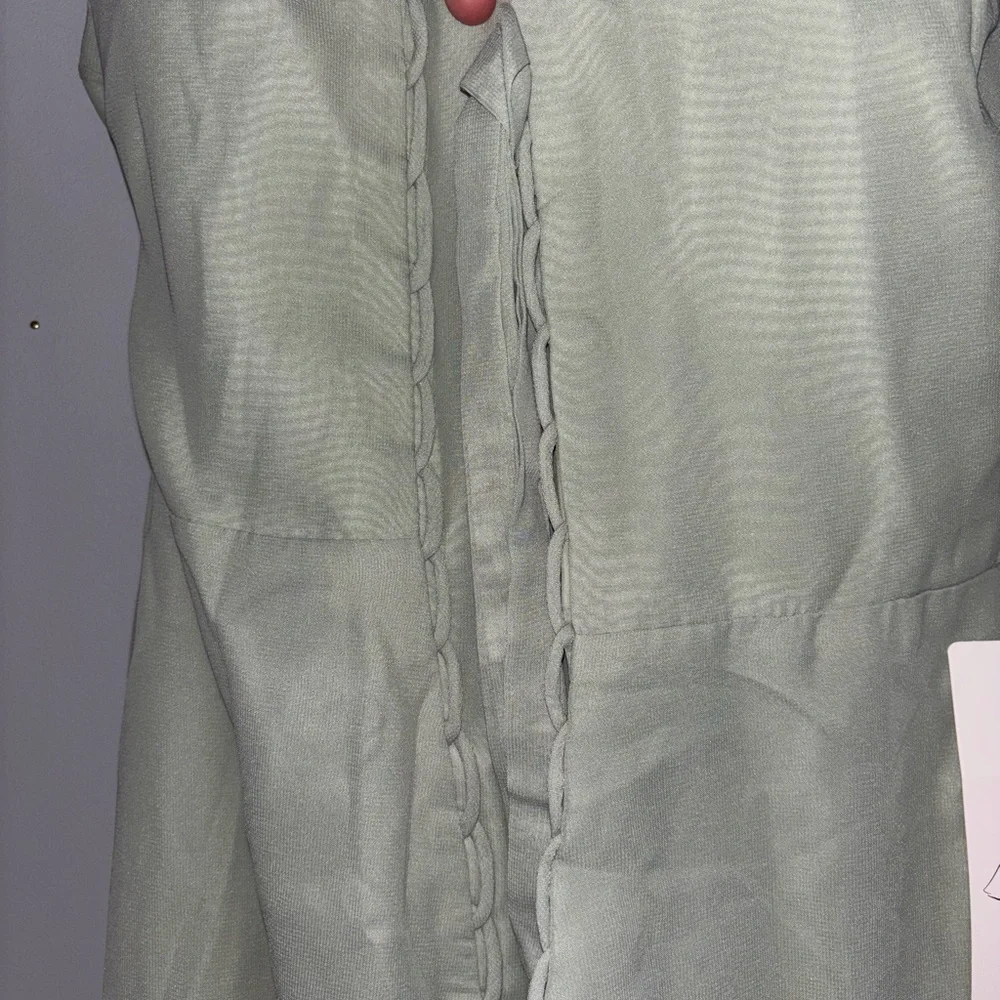 Asymmetrical One-Shoulder Sage Green Evening Dress - Picture 3 of 3